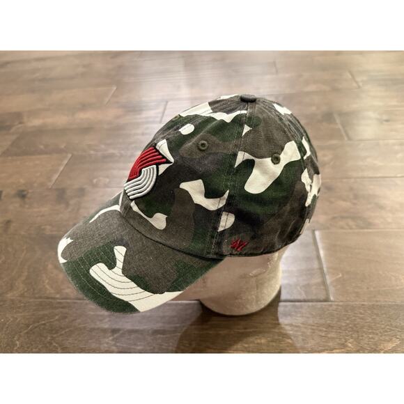 47 Brand Mens Camo NBA Portland TrailBlazers Adjustable Strapback Hat Cap - Picture 3 of 8